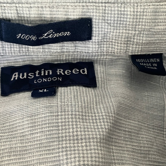 Austin Reed London XL 100% Linen Short Sleeved Plaid Button Down Shirt - Picture 3 of 3